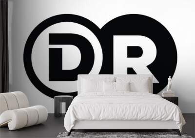 DR two letter monogram type swoosh letter logo design vector template. Wall mural