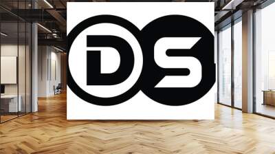 DS two letter monogram type swoosh letter logo design vector template. Wall mural