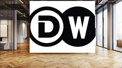 DW two letter monogram type swoosh letter logo design vector template. Wall mural