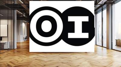 OI two letter monogram type swoosh letter logo design vector template. Wall mural