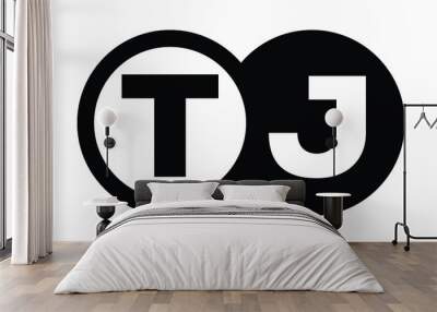 TJ two letter monogram type swoosh letter logo design vector template. Wall mural