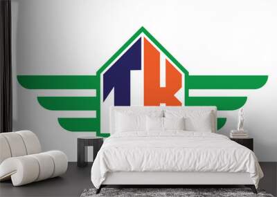 TK two letter monogram type real estate | construction | housing  creative initials letter logo design vector template. Wall mural