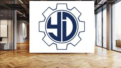 YD two letter monogram type mechanical | industrial | engineering  creative initials letter with gear icon logo design vector template. Wall mural