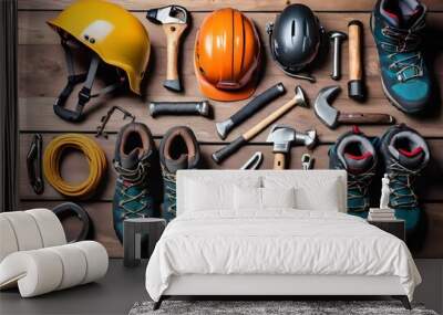 a set of tools on the table Wall mural