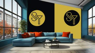 SY,  YS,  S,  Y  Abstract Letters Logo Monogram Wall mural