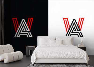 WA, AW, W, A  Abstract Letters Logo Monogram Wall mural