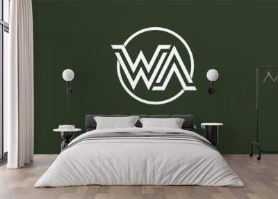 WA,  AW,  W,  A  Abstract  Letters Logo  Monogram Wall mural