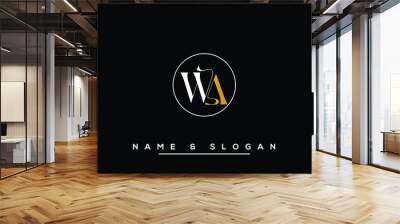 WA,  AW,  W,  A  Abstract  Letters  Logo  Monogram Wall mural