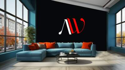 WA,  AW,  W,  A    Abstract  Letters  Logo  Monogram Wall mural