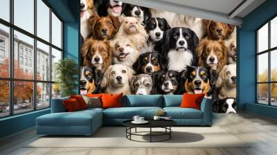 multiple dogs breed in a seamless pattern Wall mural