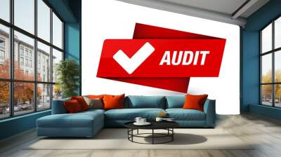 Audit (validate icon) premium red tag sign Wall mural