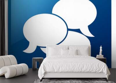 Comments icon blue square button Wall mural