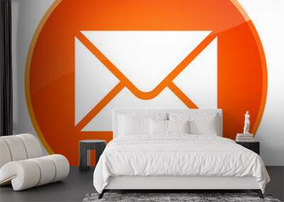 Email icon elegant orange round button Wall mural