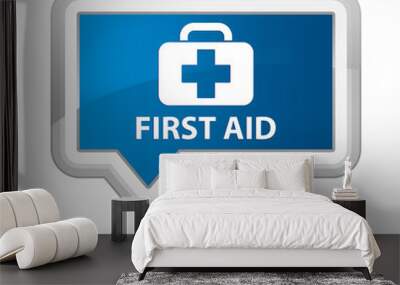 First aid prime blue banner button Wall mural