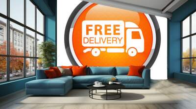 Free delivery truck icon galaxy orange round button Wall mural