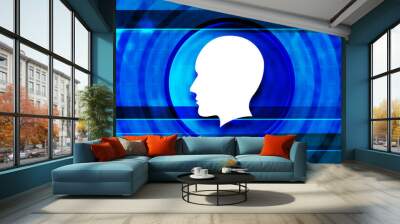 Head man face icon optimum prime digital smart blue banner background abstract futuristic motion illustration Wall mural