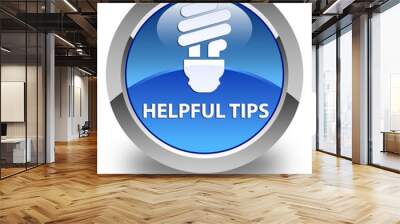 Helpful tips (bulb icon) glossy blue round button Wall mural