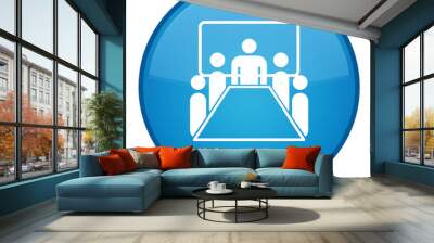 Meeting room icon special cyan blue round button Wall mural