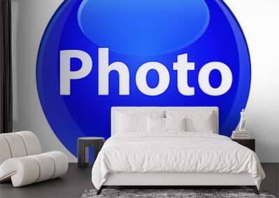 Photo glassy blue round button Wall mural