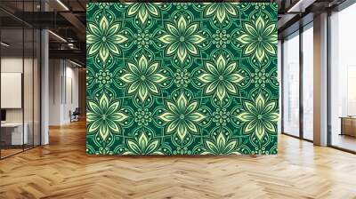 Elegant monochromatic art deco seamless pattern with stylized floral and geometric lines. Wall mural