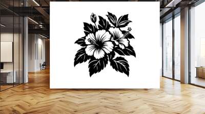 Hibiscus flower silhouette vector illustration. Wall mural