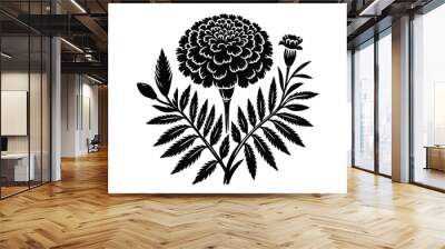 Marigold flower silhouette vector illustration. Wall mural