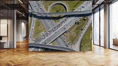 Aerial view of highway interchange of a city Wall mural