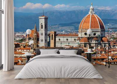 rooftop view of basilica di santa maria del fiore in florence Wall mural