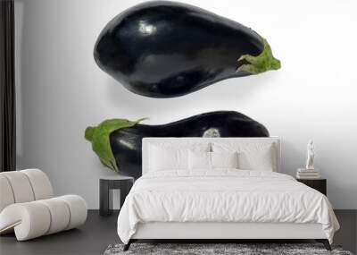 Eggplant isolated on white background, two brinjal in top view Wall mural