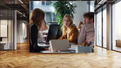 Young people in the office, Generative AI Wall mural