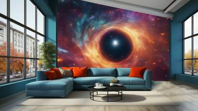 A black hole in space a colorful fantastic illustration of stars in space 3d artwork Wall mural