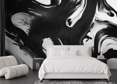 Abstract black in splash paint brush strokes stain grunge isolated on white background Japanese styl Wall mural