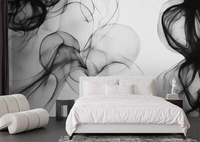 Abstract black ink texture Japan style on a white background Wall mural