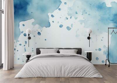 Abstract blue watercolor background Blue abstract background Wet watercolor paper Wall mural