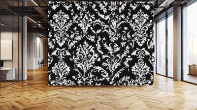 Black and white  damask pattern background Wall mural