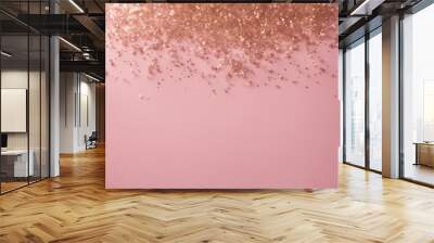 Golden pink sparkles on pink background Light pink minimalistic festive glamorous background with sc Wall mural