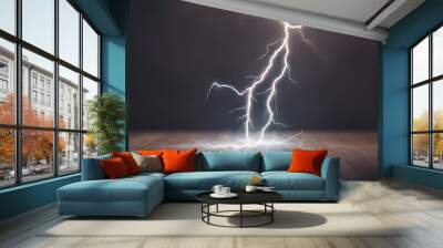 Lightning and thunder effect light magic electricity hit and thunderbolt effect isolated on transpar Wall mural