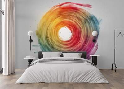 Scribble colorful circle brush stroke isolated on white or transparent Wall mural