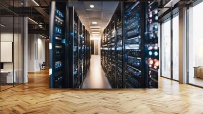 Server room data storage network Technology background Wall mural