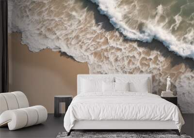 Top view waves on the sand beach summer holiday vacation concept isolated on white and transparent b Wall mural