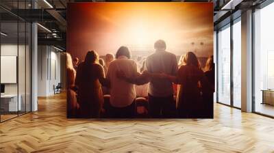 Christians prayed together church Group,Human,Cross,Praying,Worship , Generative AI Wall mural