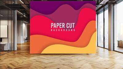 Colorful paper cut background illustration vector Wall mural