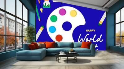 Flat colorful world art day illustration background Wall mural