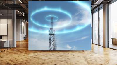 Modern high antenna evolving signal waves Wall mural