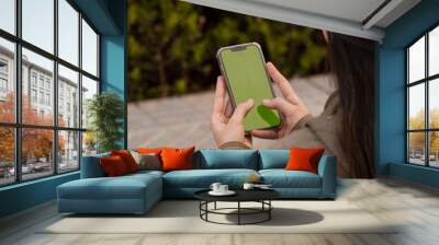 Elevate your Photo projects with this high-quality green screen phone replacement. Detailed photography captures the sleek, modern design, making it easy to integrate into any scene. Ideal for tech an Wall mural