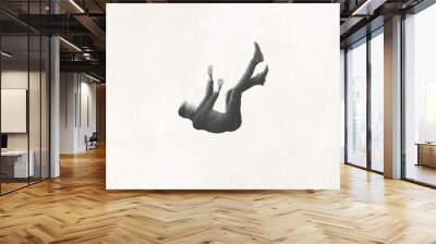 illustration of man falling from the sky, minimal concept Wall mural