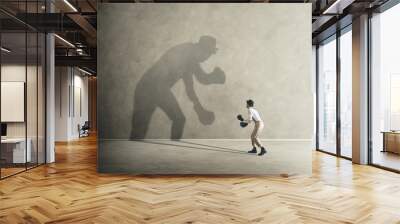 man boxing with his shadow Wall mural