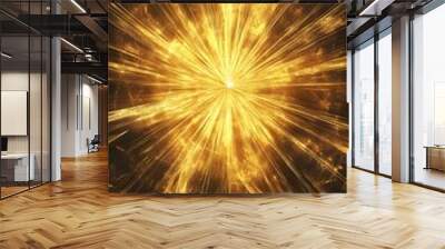 A golden light bursts out from the center of an abstract background, creating a radiant and luminous effect that adds energy to any scene Wall mural