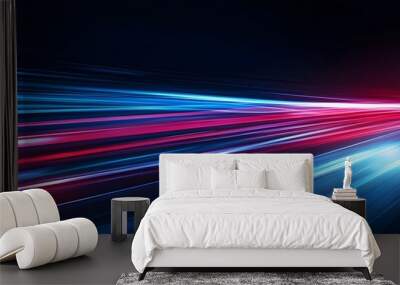 Abstract background with blurred speed lines in blue and red colors, a technology-themed concept Wall mural