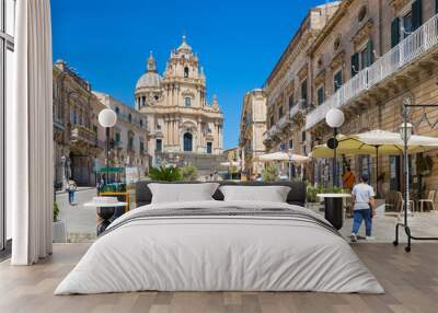 ragusa (sicily, italy) - landscape of the ancient centre of ibla and saint george cathedral Wall mural